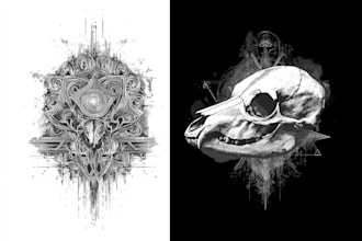 do black and white dark art illustration for your tattoo