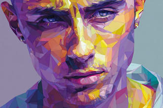 create professional polygonal low poly portrait
