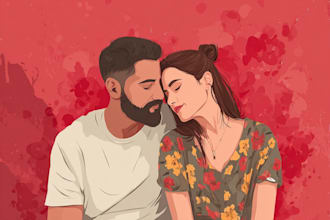 draw cute portrait, couple portrait or family portrait
