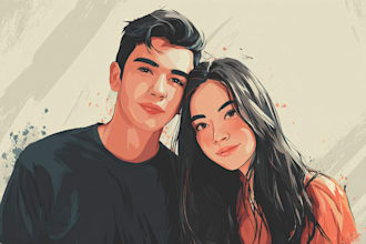 design couple portrait wedding portrait illustration
