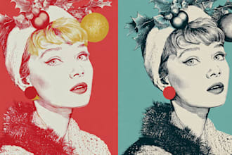make a christmas card or a christmas themed pop art portrait