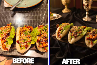 do professional food photo retouching enhancement for restaurant menus
