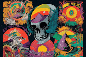 do amazing art retro horror, stoner, psychedelic