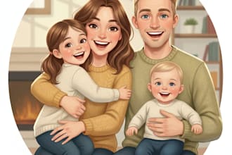 draw family portrait illustration