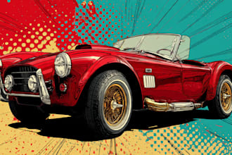 classic car pop art roy lichtenstein style
