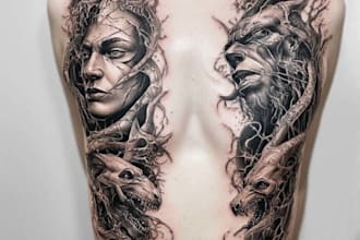 create cyber sigilism and tribal for clothing and tattoo