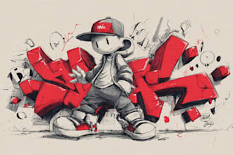 draw amazing doodle art graffiti cartoon illustration