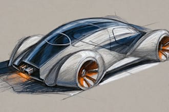 do professional concept car sketch and design illustration