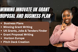 write a winning innovate UK grant proposal and business plan for your project