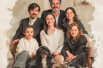 custom watercolor family portrait from photo