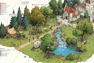 create city, event, tourist, and fantasy map illustration