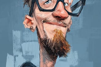 draw a funny caricature with my style