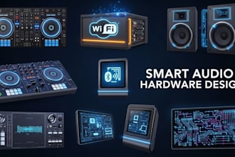 pcb smart audio hardware for wifi, bluetooth, touch UI, dj mixer, pa and preamps