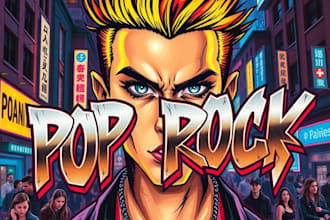 do a unique pop rock, punk, metal album cover art