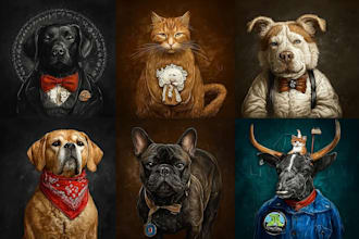 do a custom pet portrait, dog portrait, cat portrait
