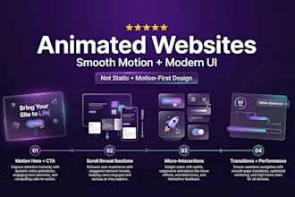 build an animated website with smooth scroll, micro interactions and modern UI