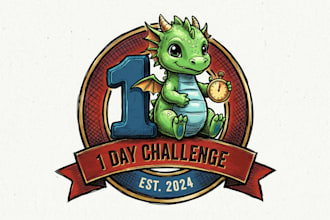 do unique cute baby dragon logo 1 day