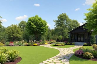 design your landscape, garden, backyard with realistic