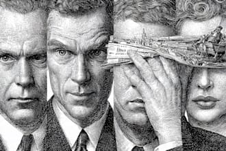 draw a hedcut wsj portrait style from photo