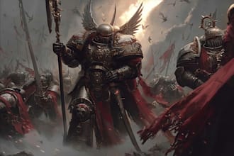 create warhammer 40k style character art and sci fi warriors
