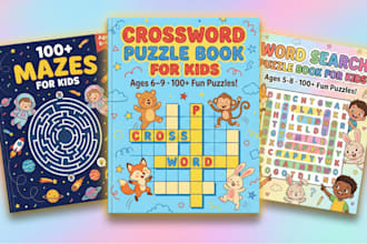 design puzzle books and worksheets sudoku word search crossword for KDP