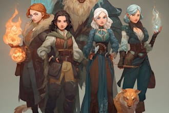 professionally draw your dnd character or party