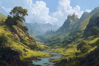 digitally paint fantasy landscape