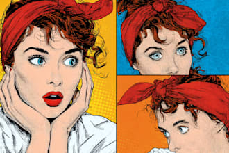 draw pop art in retro comic style