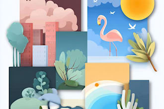 draw cute doodles, icons for kids flashcards, game