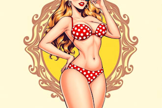 draw a realistic pinup sexy pin up girl girl in my style