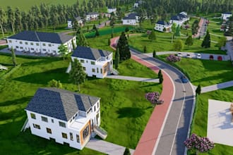 buildup 2d site plan,master plan,real estate map, architectural landscape render
