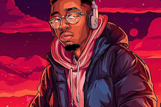 create custom cartoon music cover art for singles or albums