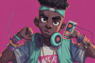 make groovy cartoon illustration hip hop rap cover music