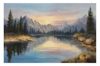 paint a real landscape oil painting on canvas