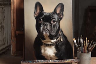 paint a real oil painting pet painting on canvas