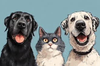draw your pet portrait into cute disney style