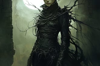 make a horror illustration, artwork, dark cover