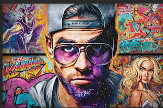 create graffiti street art pop art of any picture