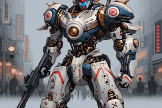 draw custom mecha robot art for you
