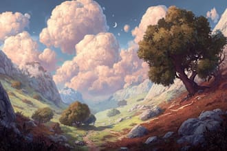 illustrate fantasy scenes and landscapes professionally