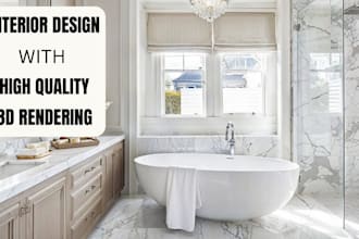 do bathroom interior design renovation with 3d renderings
