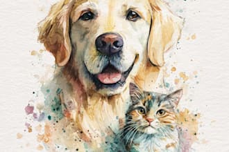 painting realistic portrait photo pet caricature