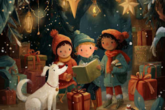 chrismas children book illustration holiday kids