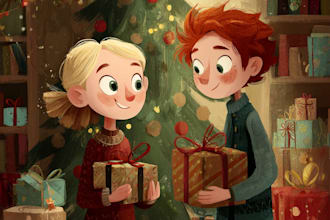 chrismas children book illustration holiday kids story