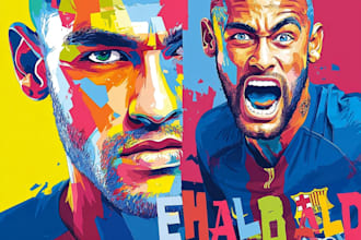 draw wpap pop art sport potrait