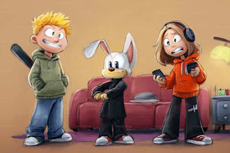 draw you cartoon characters illustration in my style