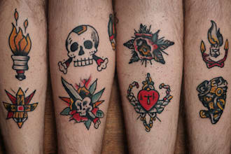 draw old school, traditional tattoo design