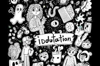 draw cute doodles, icons for kids flashcards, game