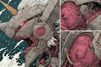 draw your kaiju, mecha illustration in awesome details