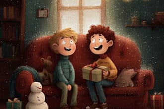chrismas children book illustration holiday kids